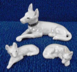 hand painted glass dogs